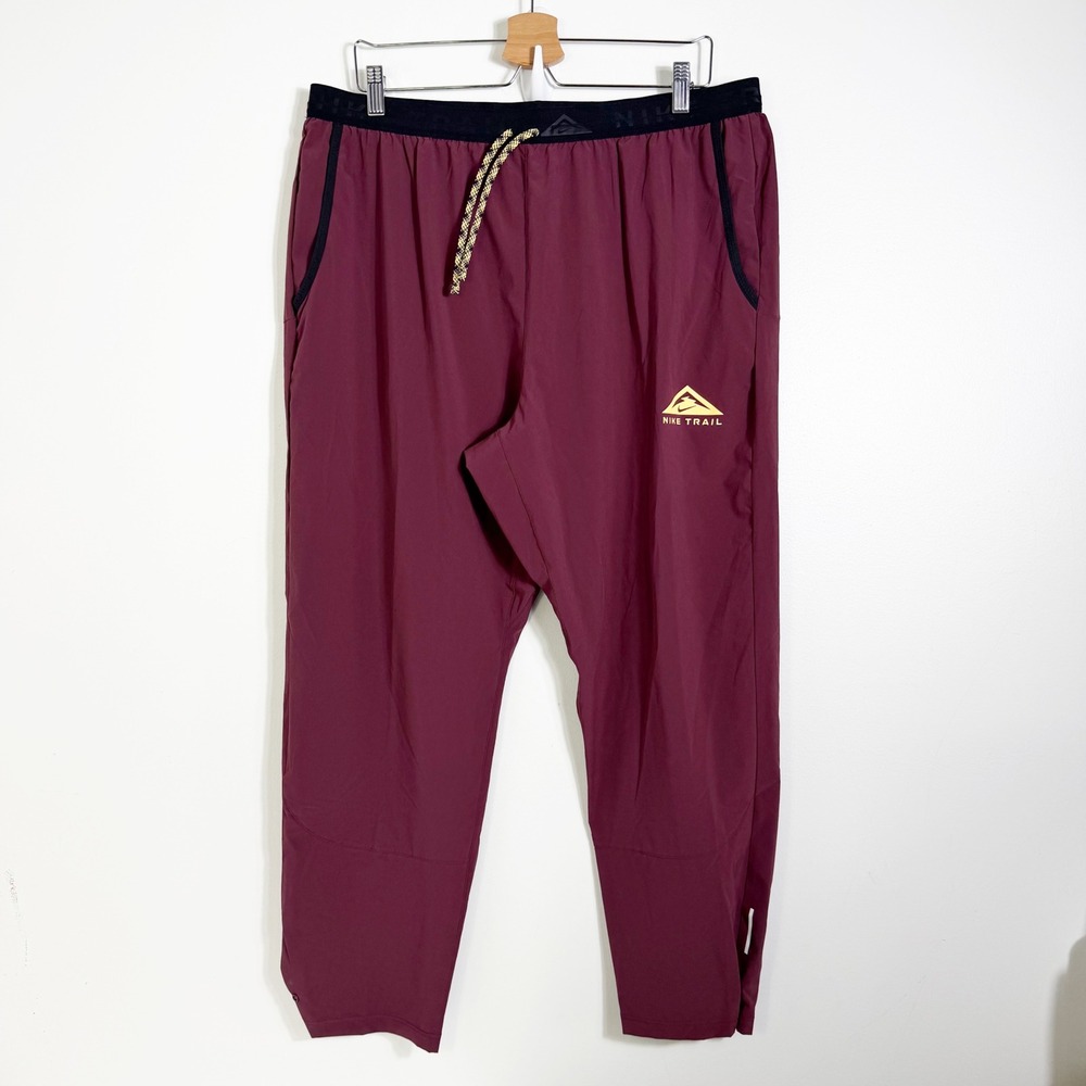 Nike Trail Running Pants Men XXL Burgundy DX0855-681 Zippered Pocket NWT